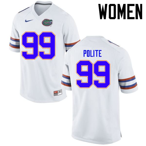 Women's NCAA Florida Gators Jachai Polite #99 Stitched Authentic Nike White College Football Jersey SLR1465PO